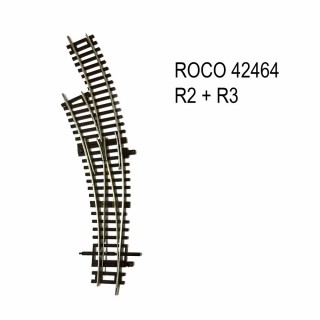 Rail aiguillage courbe gauche R2 R3 30 degrés code 83 -HO-1/87-ROCO 42464
