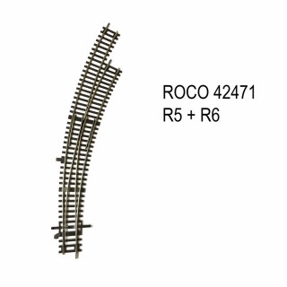 Rail aiguillage courbe droit R5 R6 30 degrés code 83 -HO-1/87-ROCO 42471