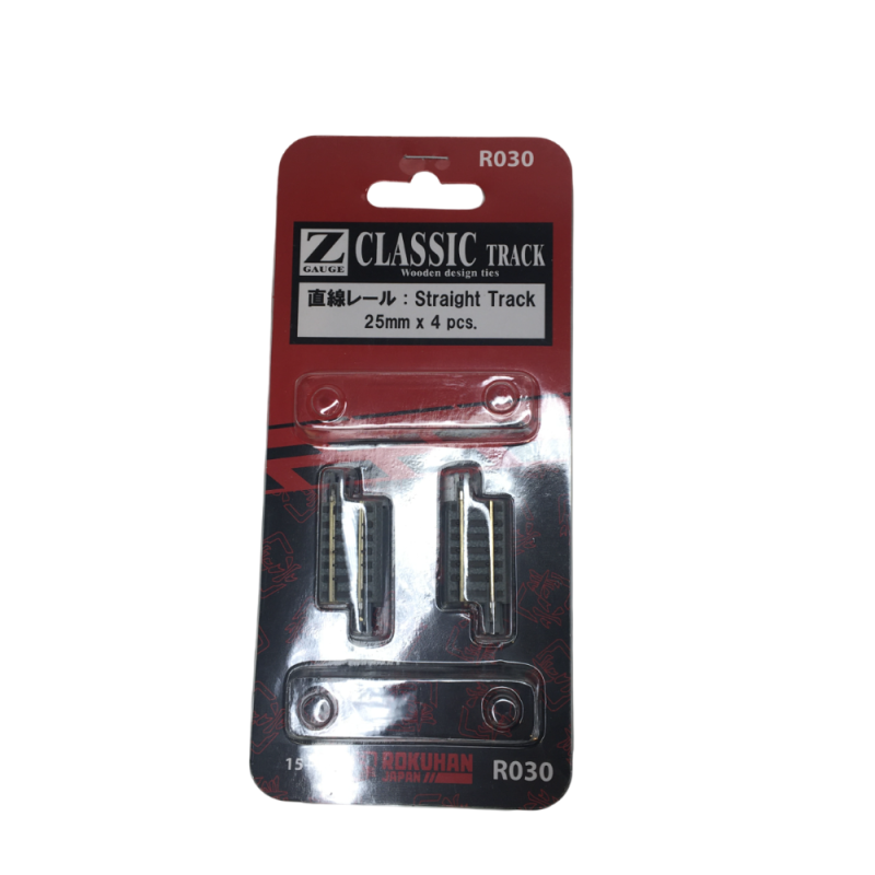 4 rails, droits avec ballast, 25 mm -  ROKUHAN R030 - Z 1/220