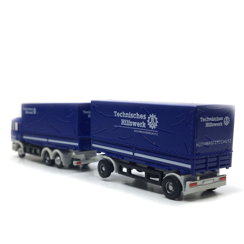 MAN F90, remorque caisse mobile, THW, 1986 - LEMKE/MINIS LC4636 - N 1/160