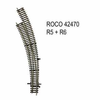 Rail aiguillage courbe R5 et R6 30 degrés code 83 -HO-1/87-ROCO 42470