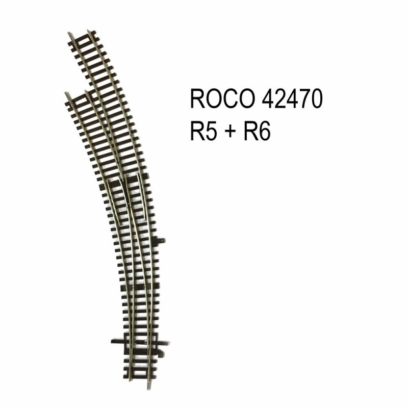 Rail aiguillage courbe R5 et R6 30 degrés code 83 -HO-1/87-ROCO 42470