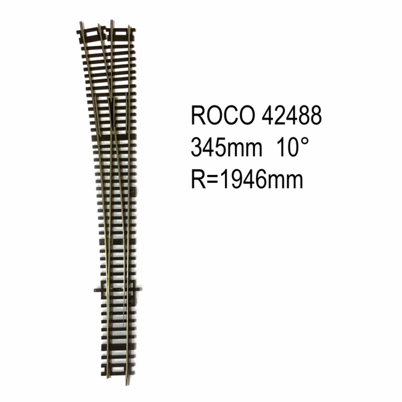 Rail aiguillage droit gauche 345mm 10 degrés code 83 -HO-1/87-ROCO 42488