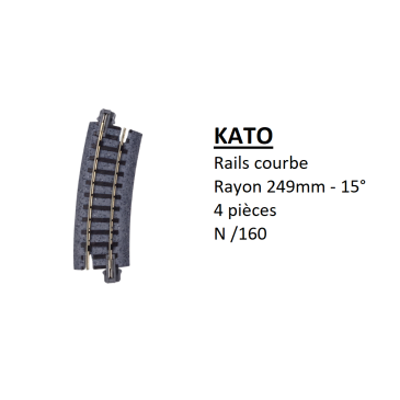 4 rails courbes, R 249-15°, R9 - KATO 20-101 - N 1/160