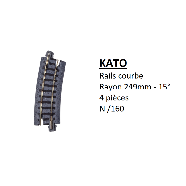 4 rails courbes, R 249-15°, R9 - KATO 20-101 - N 1/160