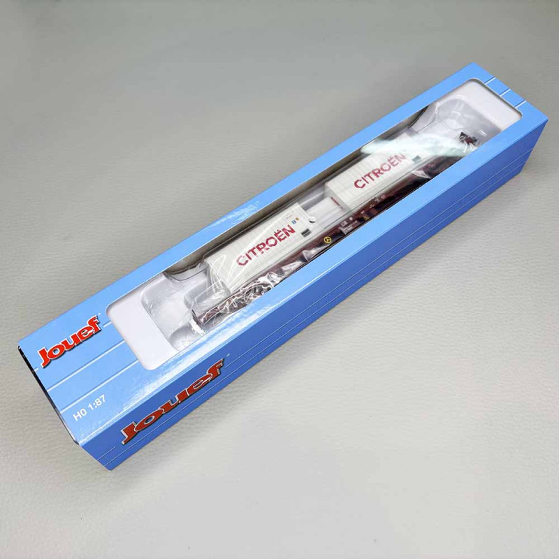 Wagon porte conteneurs, plat à ranchers pivotantes type Rs, "CITROËN", SNCF - JOUEF HJ6310