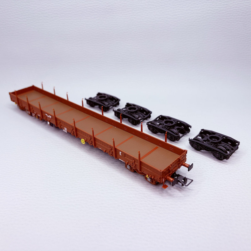 Wagon plat à ridelles et à ranchers pivotantes type Res, "chargement bogies", SNCF - JOUEF HJ6308