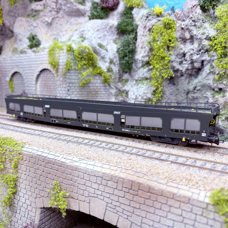 Wagon Porte-autos Rivarossi DDm 916 HR4383 - Ep. VI HO 1/87 - Neuf