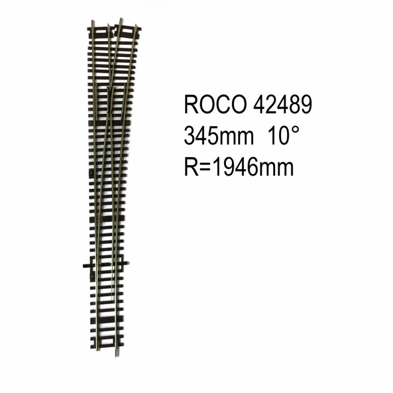 Rail aiguillage droit droit 345mm 10 degrés code 83 -HO-1/87-ROCO 42489