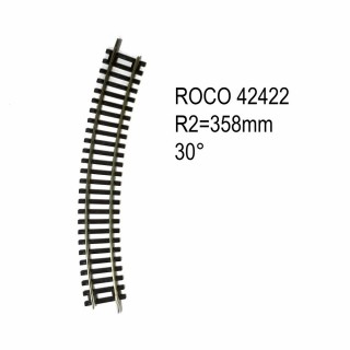 Rail courbe R2  358mm 30 degrés code 83 -HO-1/87-ROCO 42422
