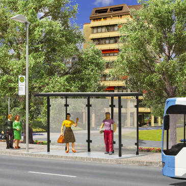 Arrêt de bus avec toit plat - KIBRI 38179 - HO 1/87