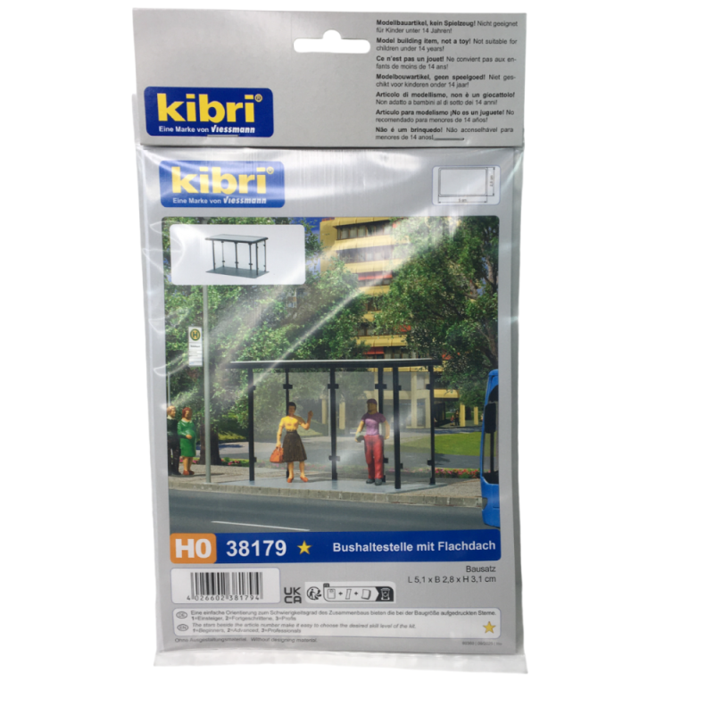 Arrêt de bus avec toit plat - KIBRI 38179 - HO 1/87