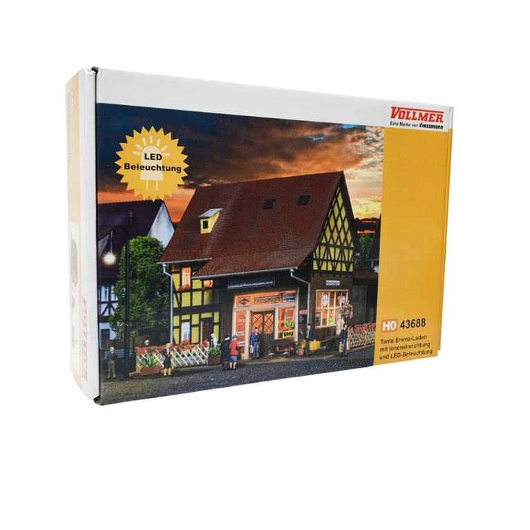 Magasin d'angle, avec éclairage intérieur, LED kit fonctionnel - VOLLMER 43688 - HO 1/87