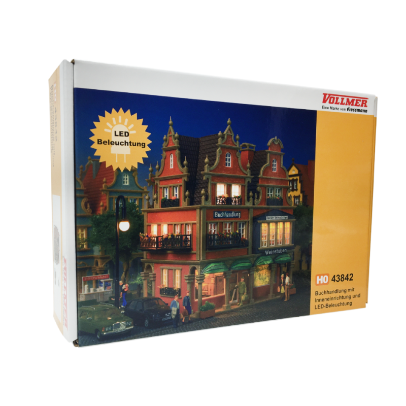 Librairie, intérieur avec éclairage, LED - VOLLMER 43842 - HO 1/87