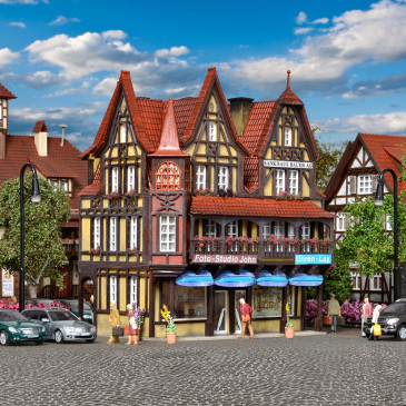 Commerce, avec éclairage intérieur, LED, kit fonctionnel - VOLLMER 43841 - HO 1/87