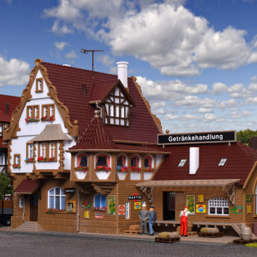 Magasin de boissons, avec éclairage intérieur, LED, kit fonctionnel - VOLLMER 43697 - HO 1/87