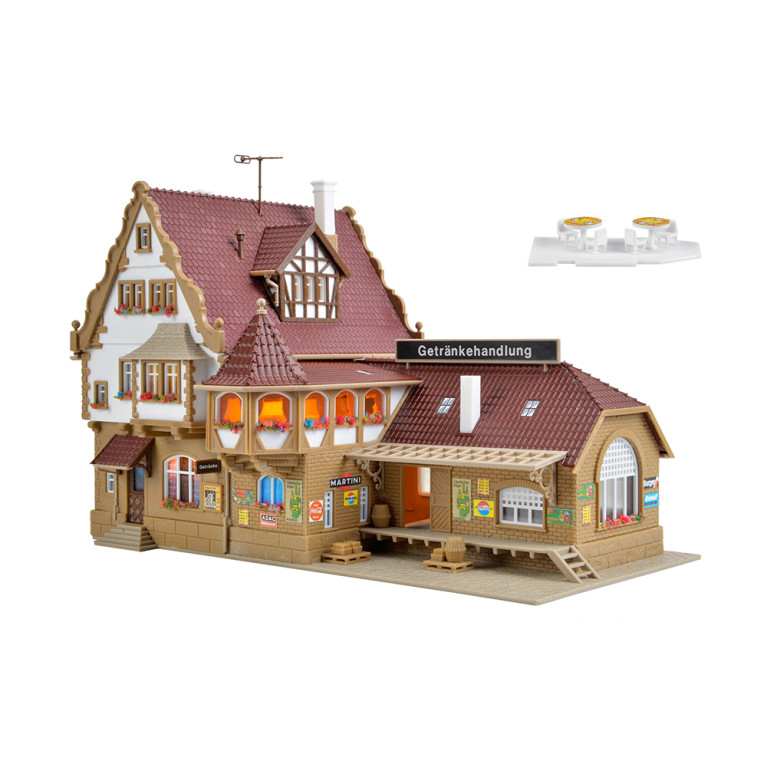 Magasin de boissons, avec éclairage intérieur, LED, kit fonctionnel - VOLLMER 43697 - HO 1/87