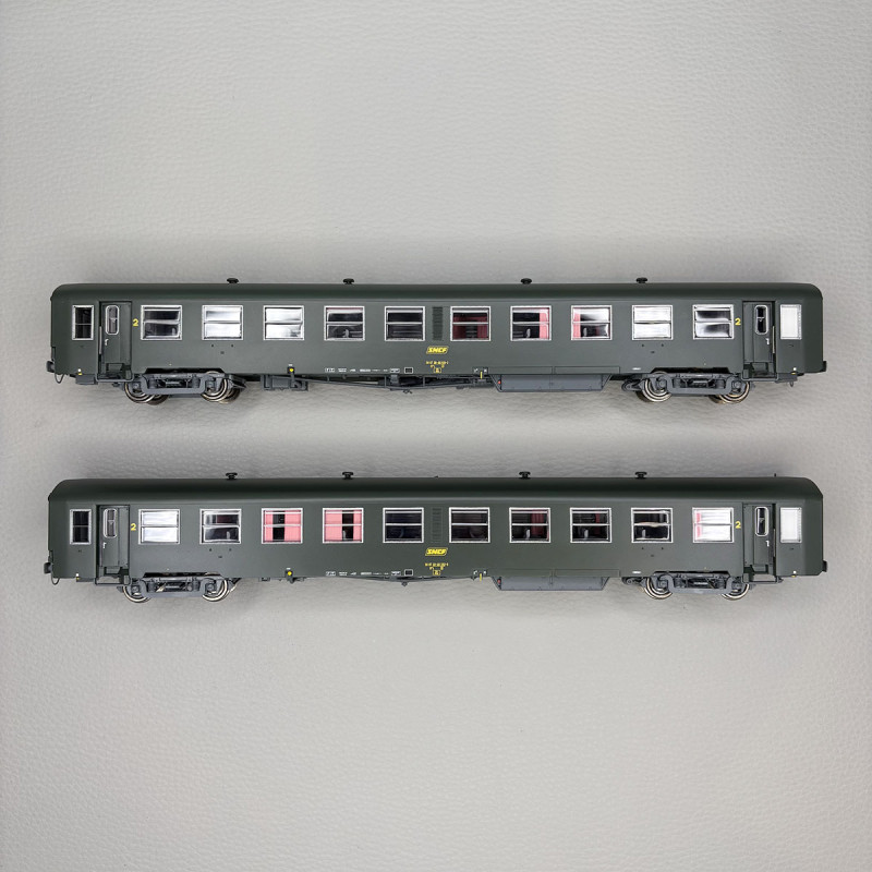 Lsmodels MW40032 - 2 voitures USI, B10t U61, 2CL, caisse longue, logo Encadré jaune, SNCF