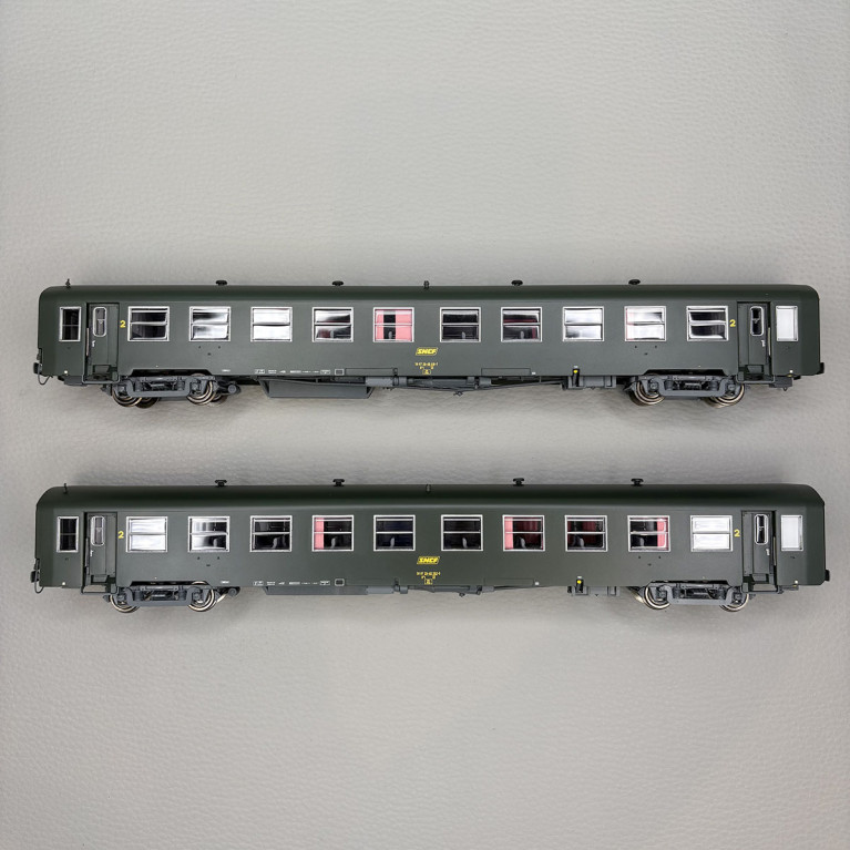 Lsmodels MW40032 - 2 voitures USI, B10t U61, 2CL, caisse longue, logo Encadré jaune, SNCF