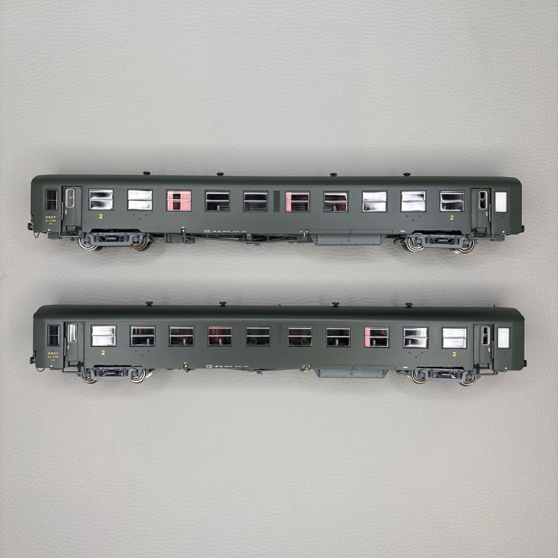 Lsmodels MW40029 - 2 voitures USI, Bmyfi U61, 2CL, caisse longue, Marquage 1956, SNCF