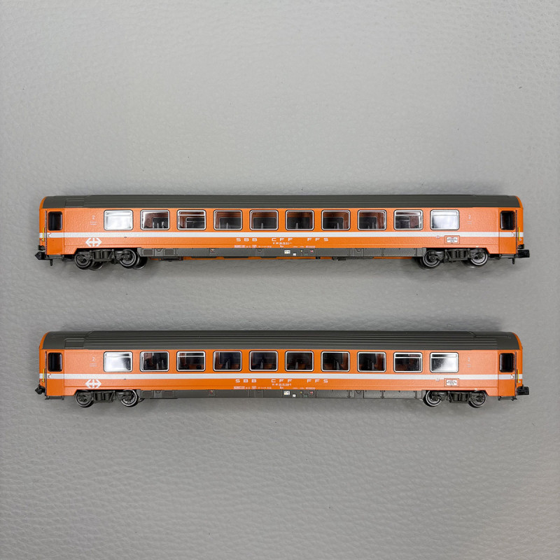 2 voitures Bpm, 2CL, (UIC Z1), SBB CFF FFS - Hobbytrain H25501