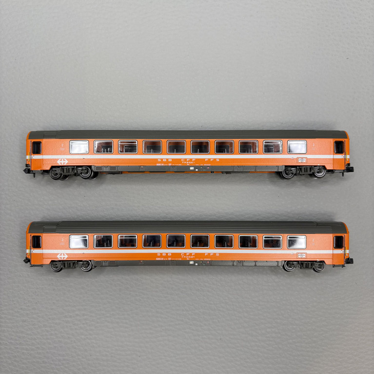 2 voitures Bpm, 2CL, (UIC Z1), SBB CFF FFS - Hobbytrain H25501
