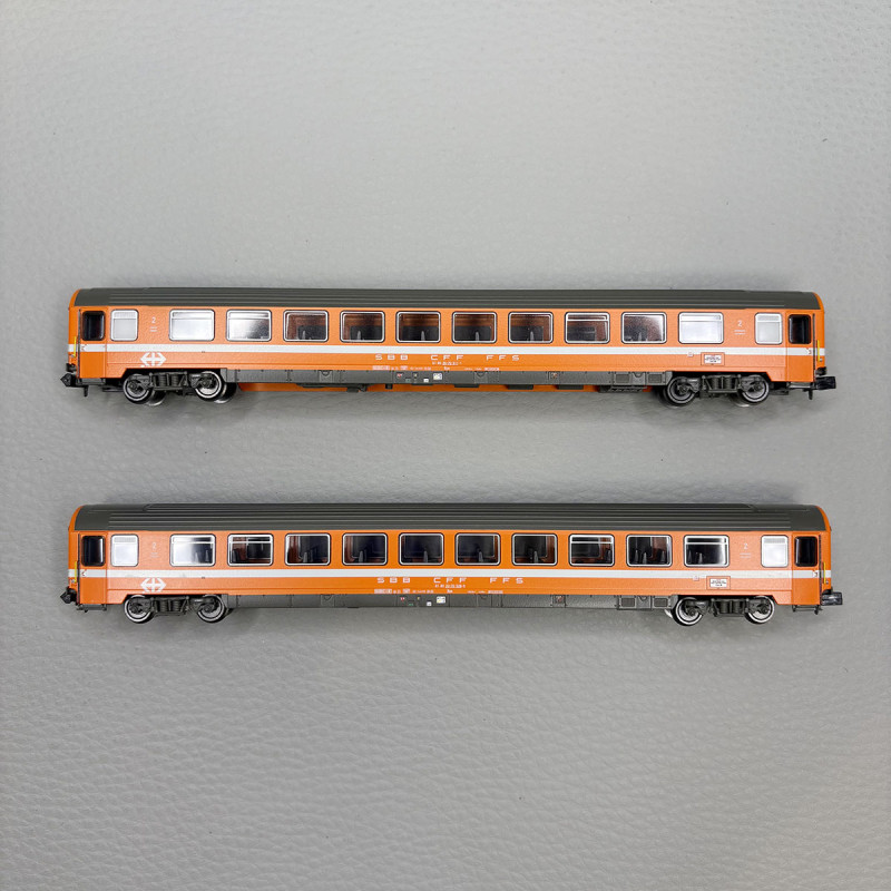 2 voitures Bpm, 2CL, (UIC Z1), SBB CFF FFS - Hobbytrain H25501