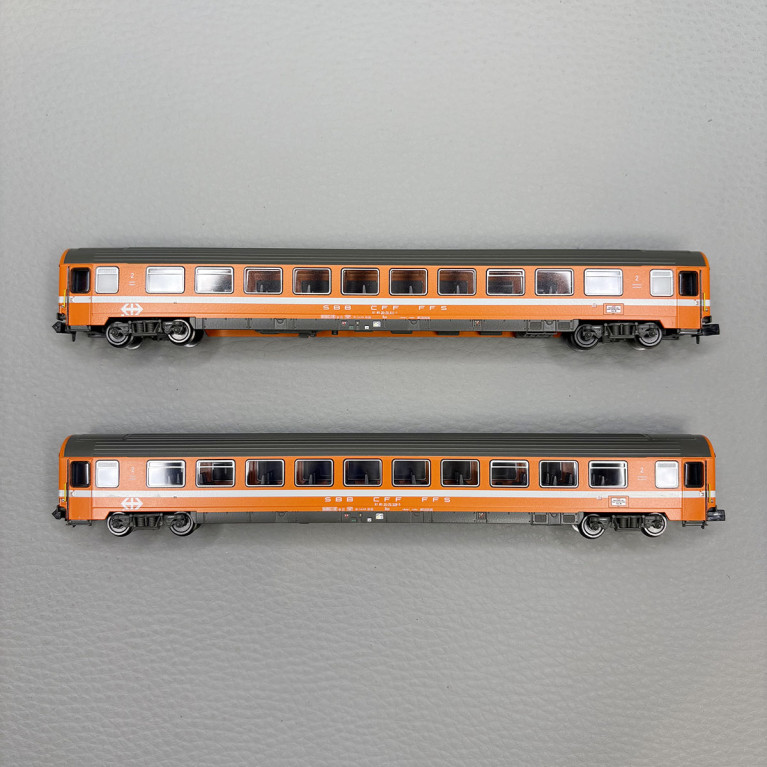 2 voitures Bpm, 2CL, (UIC Z1), SBB CFF FFS - Hobbytrain H25501
