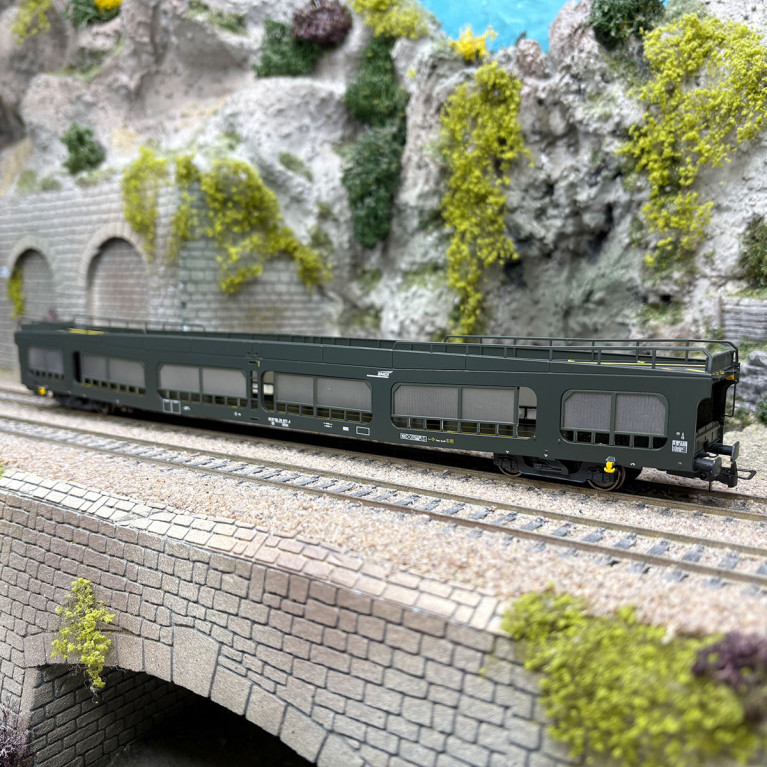 Wagon porte autos DD DEV66, logo Casquette, SNCF, Ep. V - JOUEF HJS4211 - HO 1/87