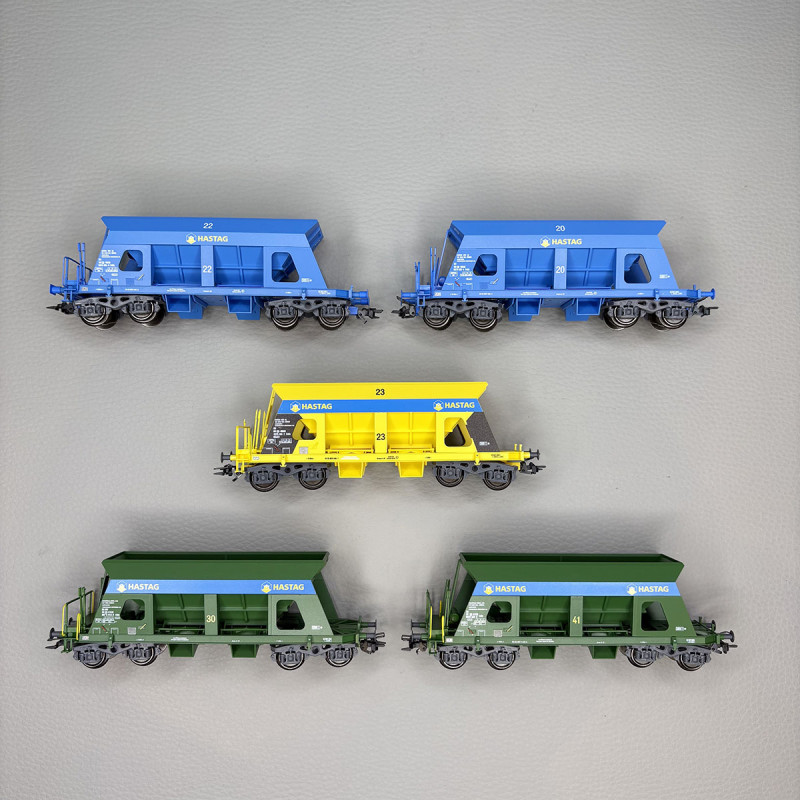 5 wagons trémies à déchargement automatique type Falls, HASTAG Kies AG - MARKLIN 46336