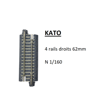 Rails droits, 62mm, 4 pièces, Unitrack - KATO 20-054 - N 1/160