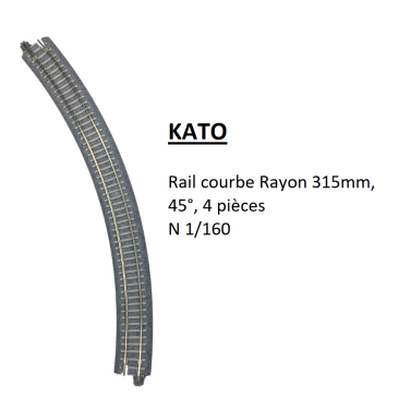 Rails courbes R 315-45°, 4 pièces - KATO 20-124 - N 1/160