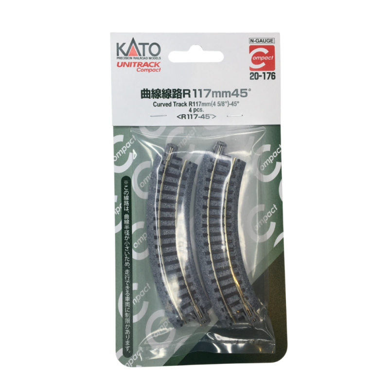 Rail courbe R 117-45°, 4 pièces - KATO 20-176 - N 1/160