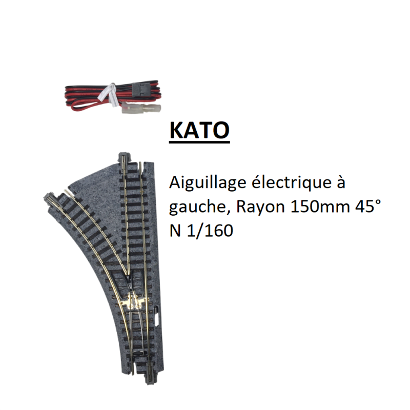 Aiguillage électrique à gauche, R150-45°, Unitrack - KATO 20-240 - N 1/160
