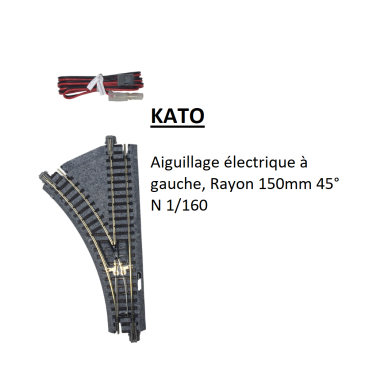 Aiguillage électrique à gauche, R150-45°, Unitrack - KATO 20-240 - N 1/160