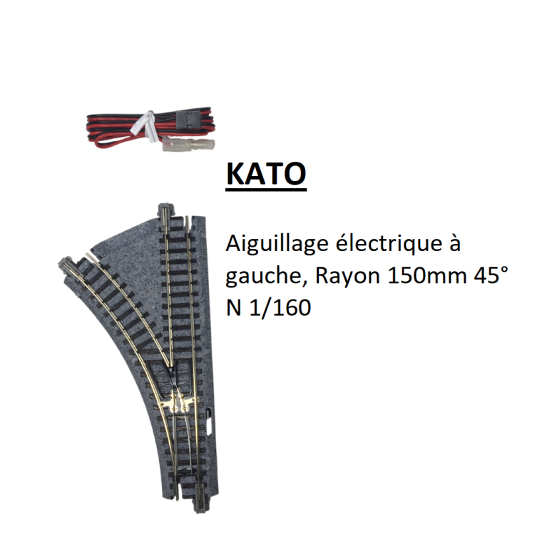 Aiguillage électrique à gauche, R150-45°, Unitrack - KATO 20-240 - N 1/160