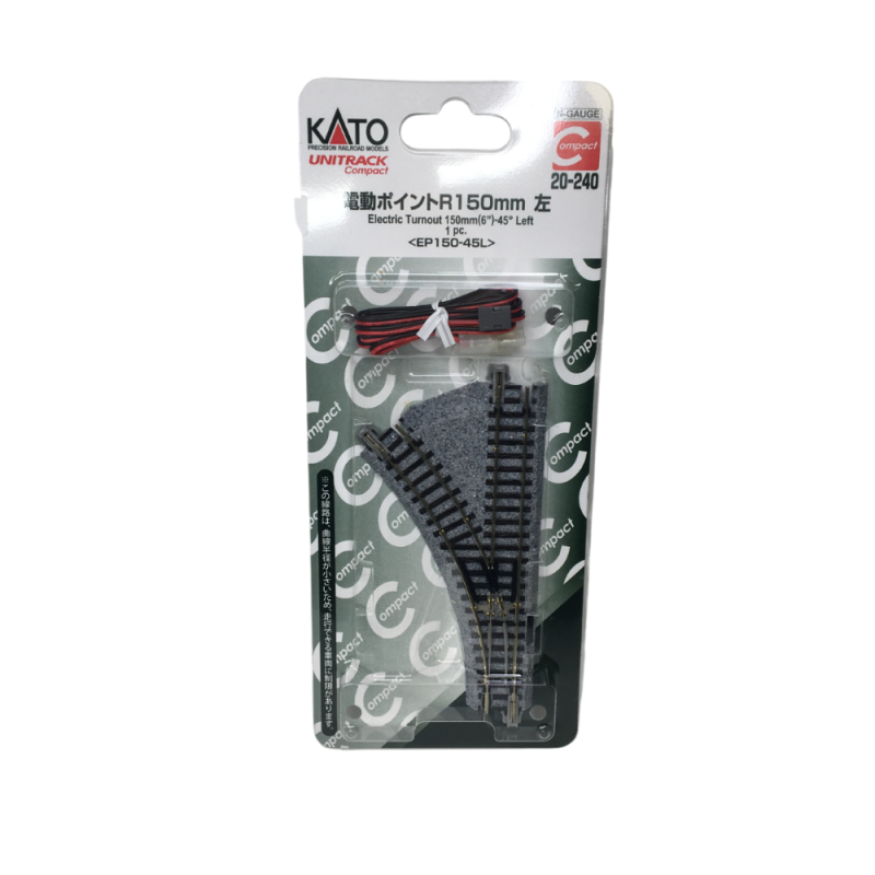 Aiguillage électrique à gauche, R150-45°, Unitrack - KATO 20-240 - N 1/160