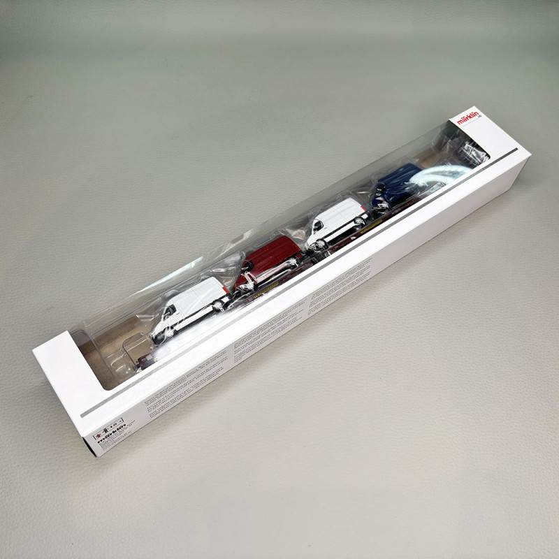 2 wagons plats jumelés, type Laads 800B, transport de véhicules, Transwaggon - MARKLIN 47430