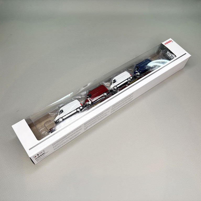 2 wagons plats jumelés, type Laads 800B, transport de véhicules, Transwaggon - MARKLIN 47430