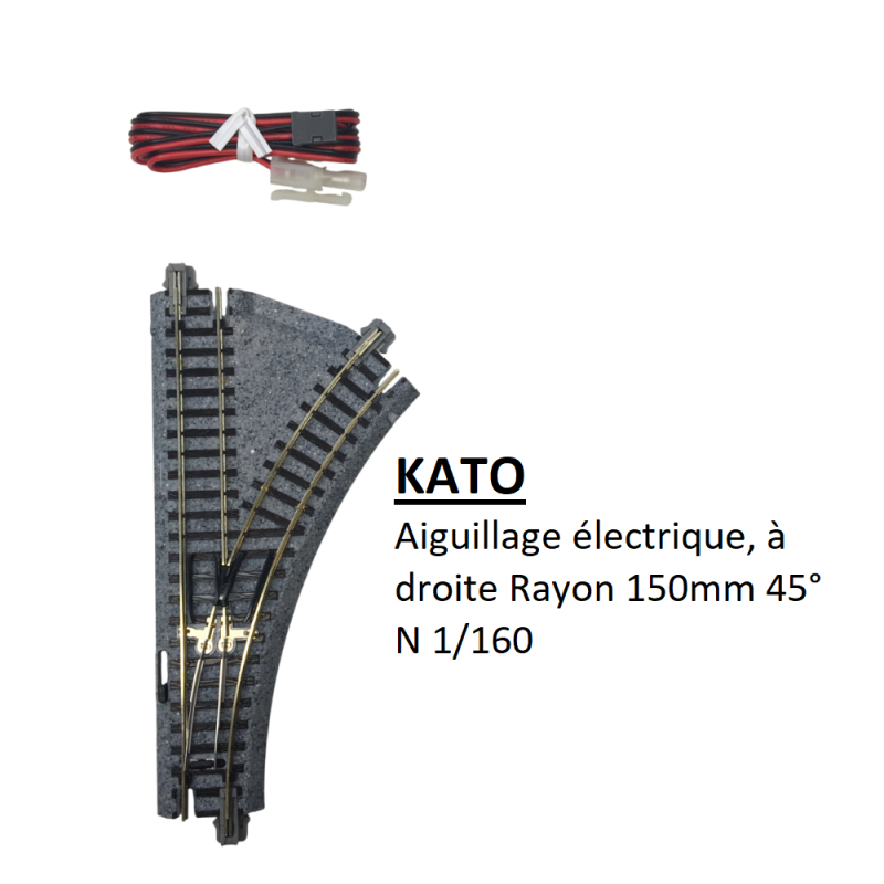 Aiguillage électrique à droite, R150-45°, Unitrack - KATO 20-241 - N 1/160