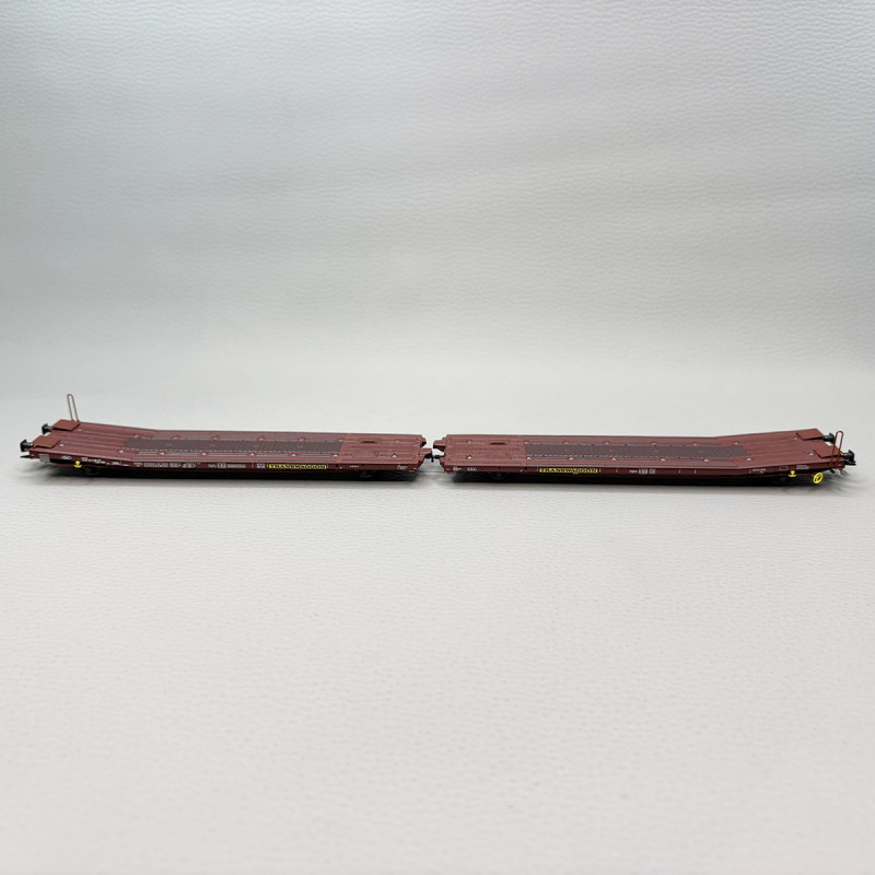 2 wagons plats jumelés, type Laads 800B, transport de véhicules, Transwaggon - MARKLIN 47431