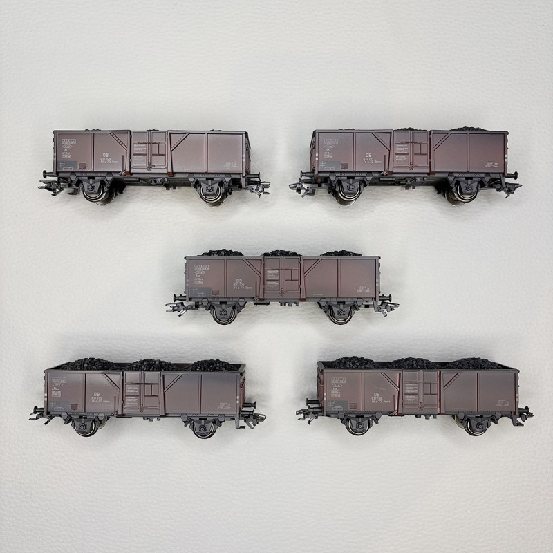 5 wagons tombereaux à déchargement centrale type Fd-z-72 Ommv, DB - MARKLIN 44311