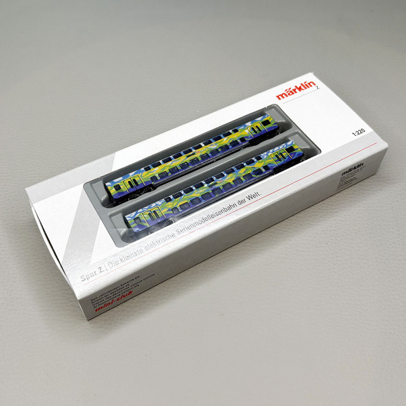 2 voitures voyageurs 2 niveaux type DBpza 753.5 et DABpza 758.5, livrée "touristique", DB - MARKLIN 87306