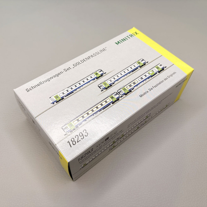 4 voitures voyageurs du "Goldenpassline", train Express, BLS - MINITRIX 18293