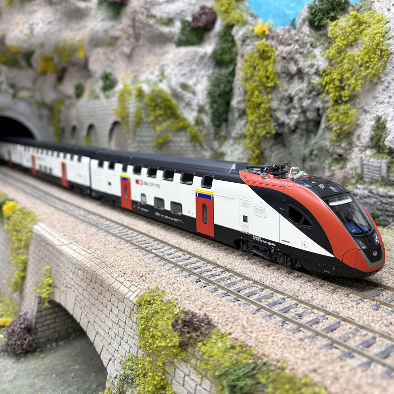Train RABe 502 221-0, à 2 étages, 8 éléments, SBB CFF FFS, Ep. VI - ROCO 77000007 - HO 1/87