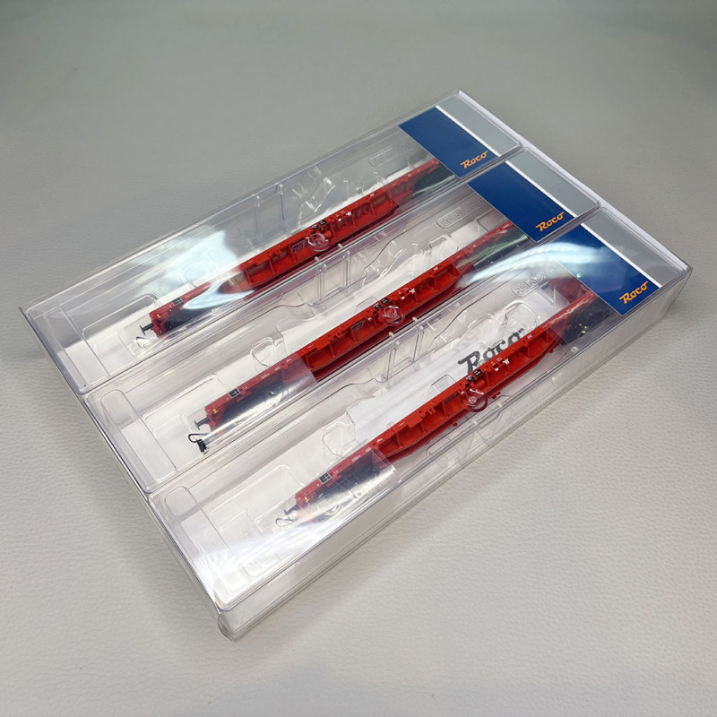 3 wagons plats à ranchers, type R, ÖBB - ROCO 6600219