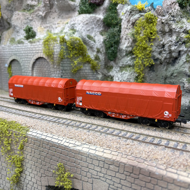 2 wagons à bâche coulissantes de type Shimmns, NACCO, Ep. VI - ROCO 6600226 - HO 1/87