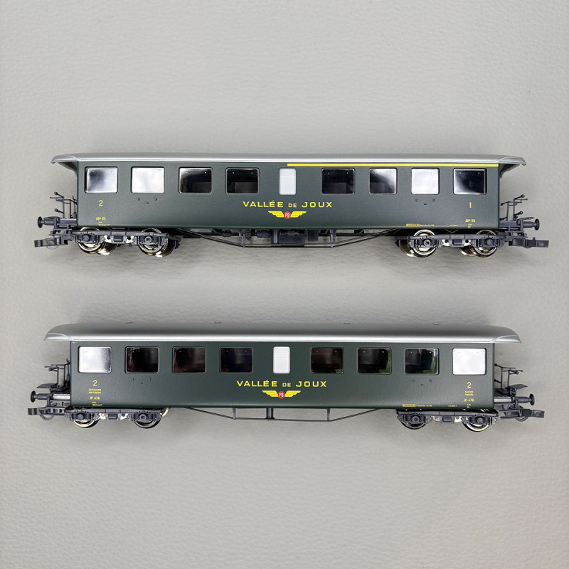 2 voitures voyageurs Seetalbahn, type AB et B, "Vallée de Joux", BPr - ROCO 6200198
