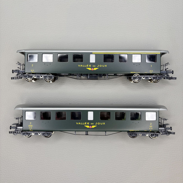 2 voitures voyageurs Seetalbahn, type AB et B, "Vallée de Joux", BPr - ROCO 6200198