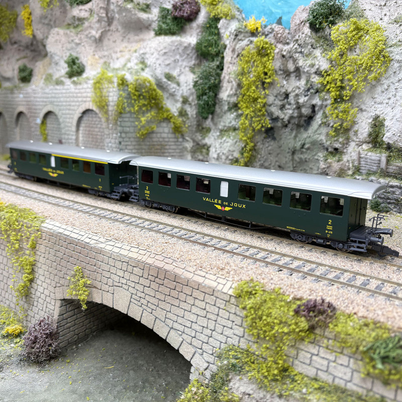 2 voitures voyageurs Seetalbahn, type AB et B, "Vallée de Joux", BPr, Ep. IV - ROCO 6200198 - HO 1/87